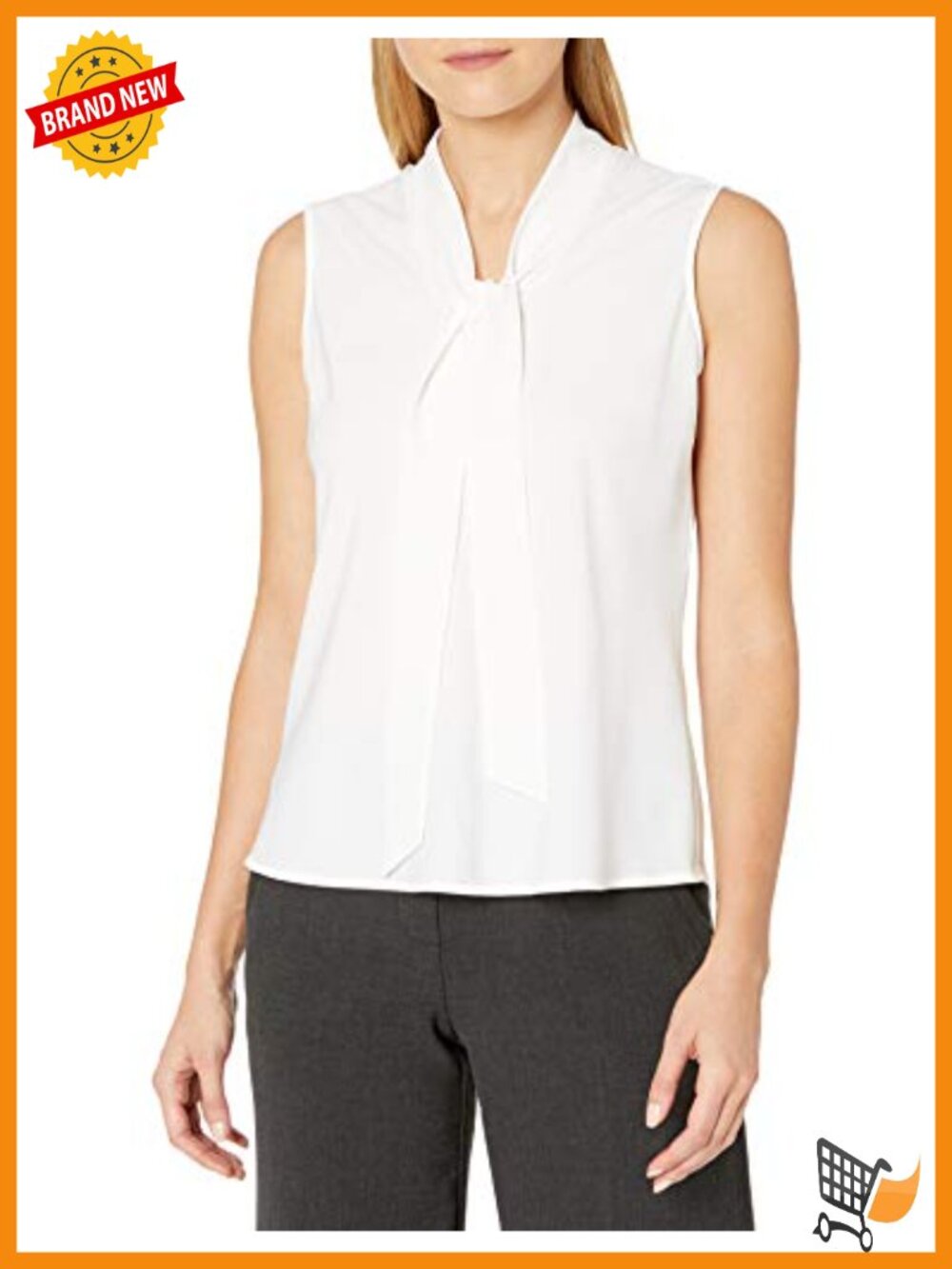 Kasper Sleeveless Tie Neck Blouse – Women's Dressy Top for Work & Events